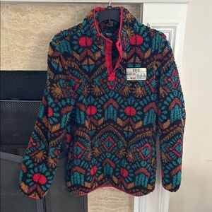 Vibrant Red and Blue Oversized Polo Sweatshirt